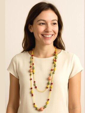 Czech Glass And wood Bead Necklace 🆕